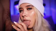 Adorable latina blonde Deepthroats Hard Cock